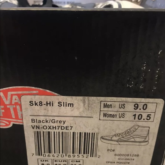Vans SK8- Hi Slim Cheetah Print Suede Skate Shoes Black/ Grey M9/ W10.5 - Picture 10 of 13